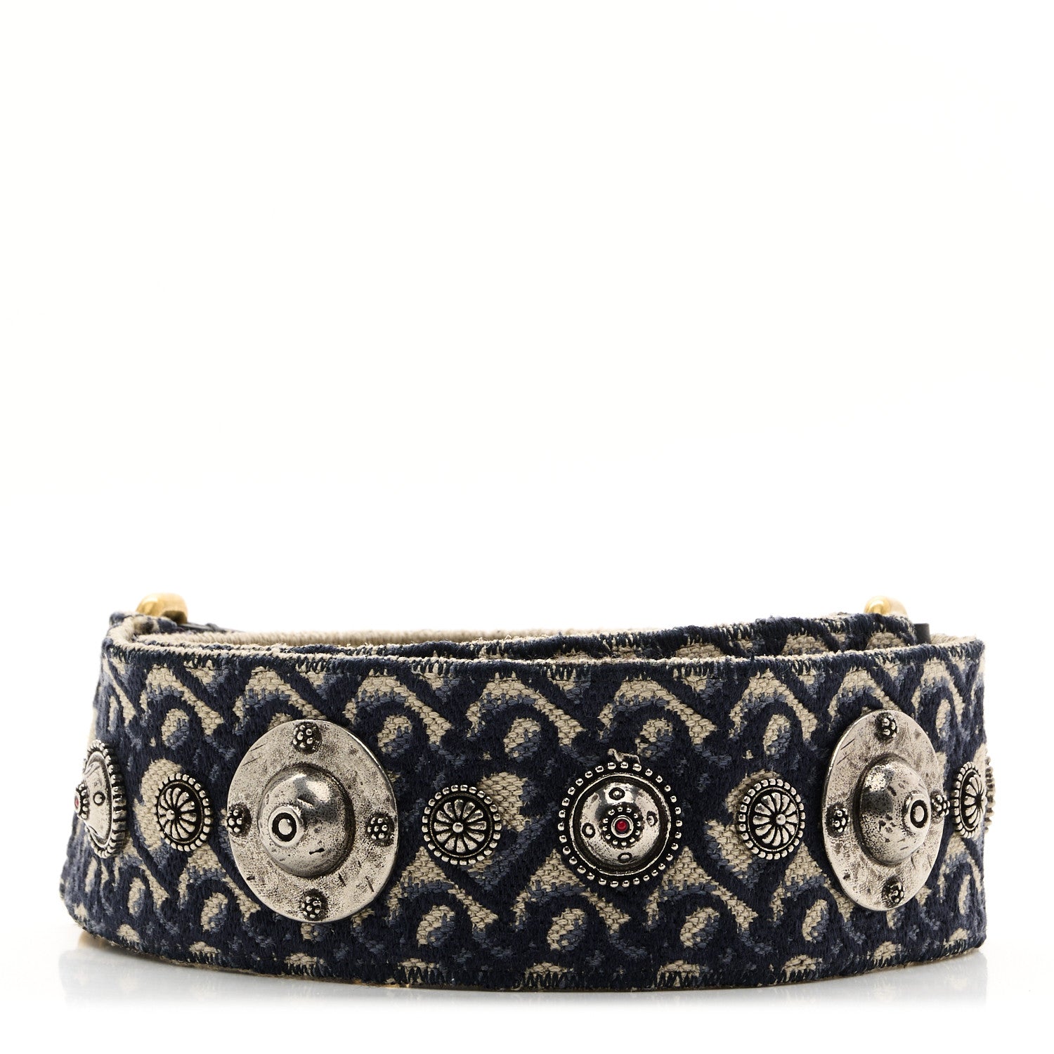 Christian Dior Oblique Studded Shoulder Strap Blue 2 of 5