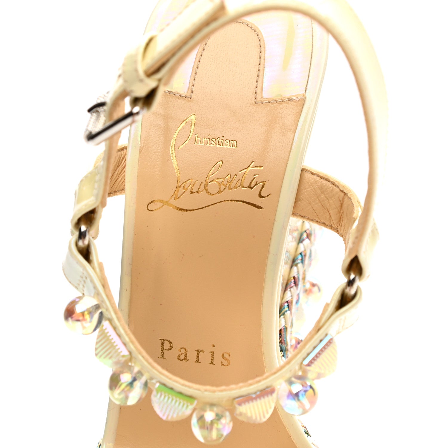 Christian Louboutin Glitter Luminor Cataclou 120 Platform Sandals 38 Off White 9 of 11