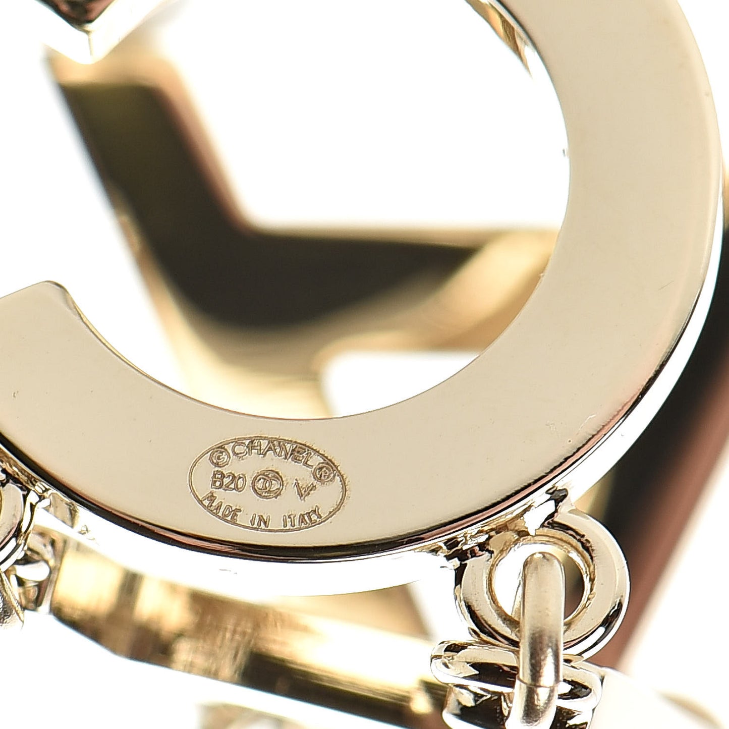 Metal Cha-Nel Logo Drop Earrings Gold