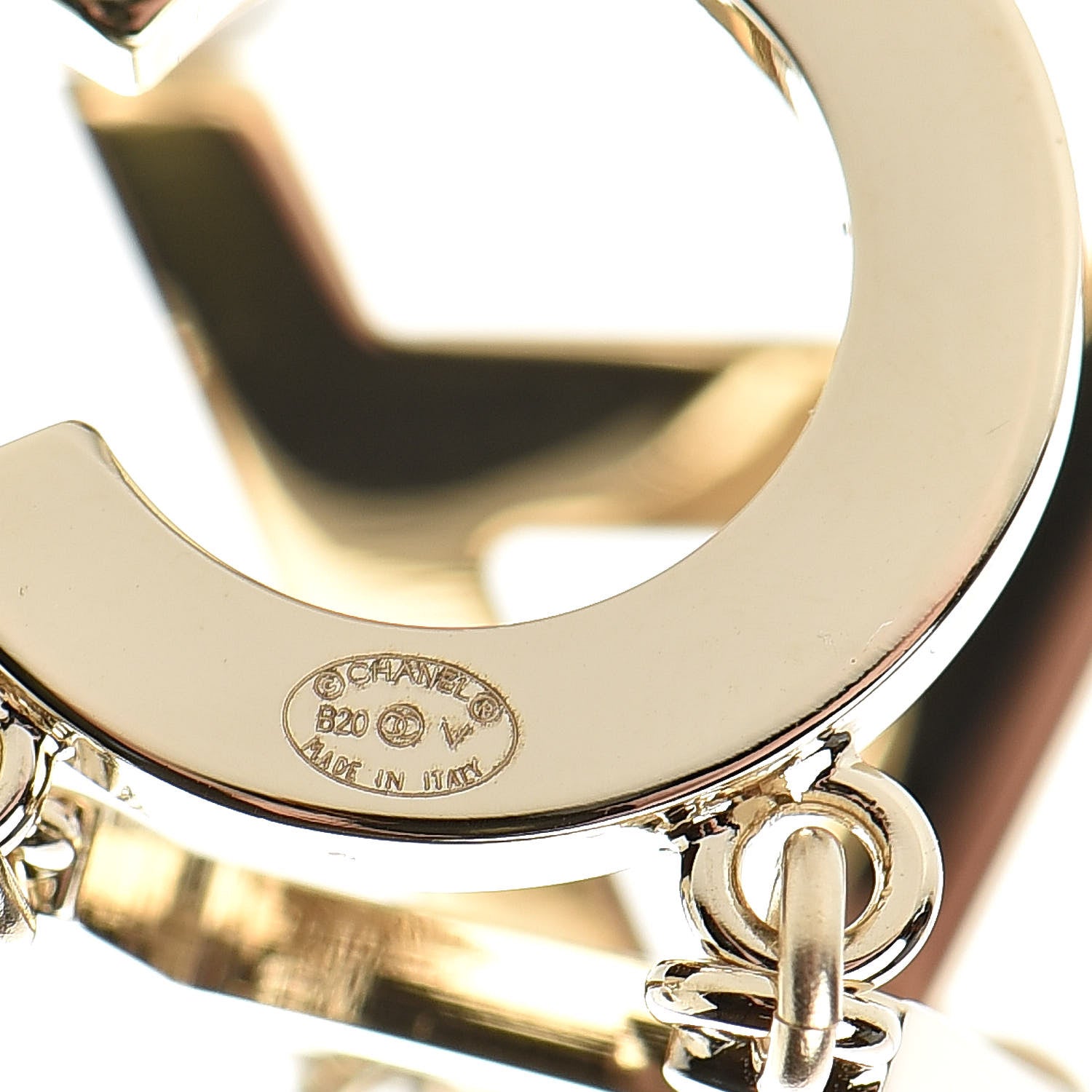 Chanel Metal Cha-Nel Logo Drop Earrings Gold 4 of 5
