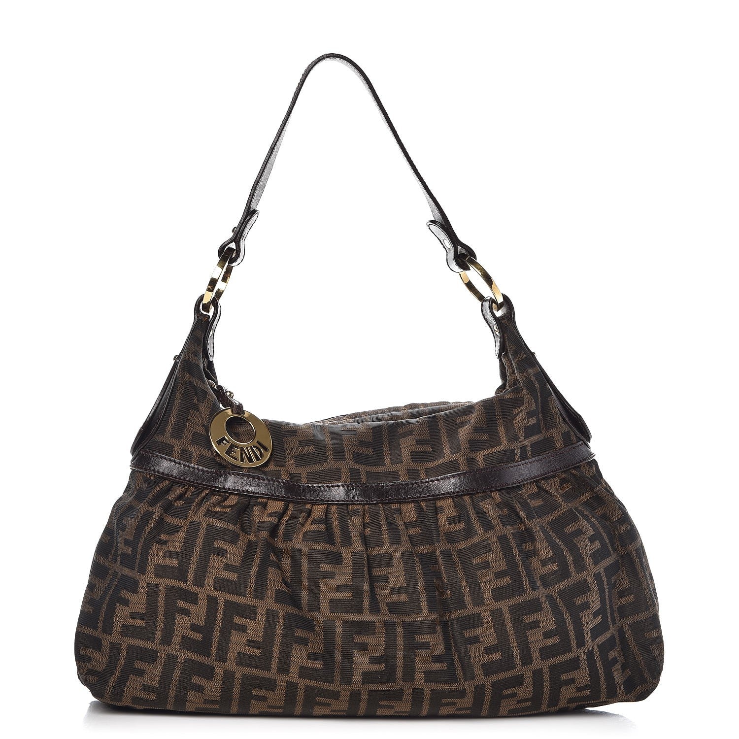 Fendi Zucca Cuoio Lucido Chef Hobo Tobacco Moro 1 of 10