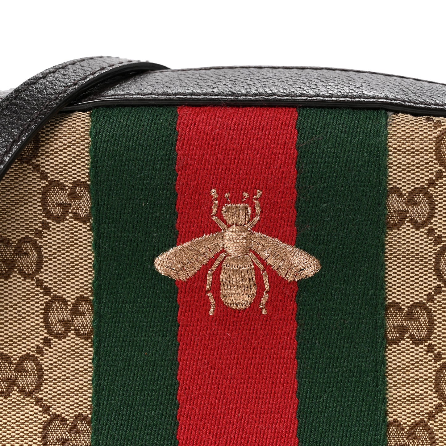 GG Supreme Monogram Web Small Webby Bee Shoulder Bag Dark Brown
