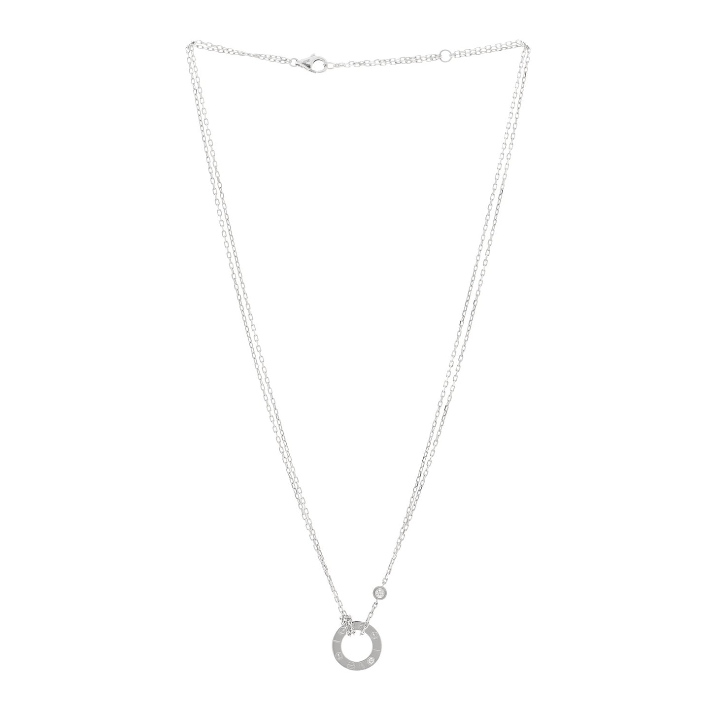 18K White Gold 2 Diamond LOVE Necklace