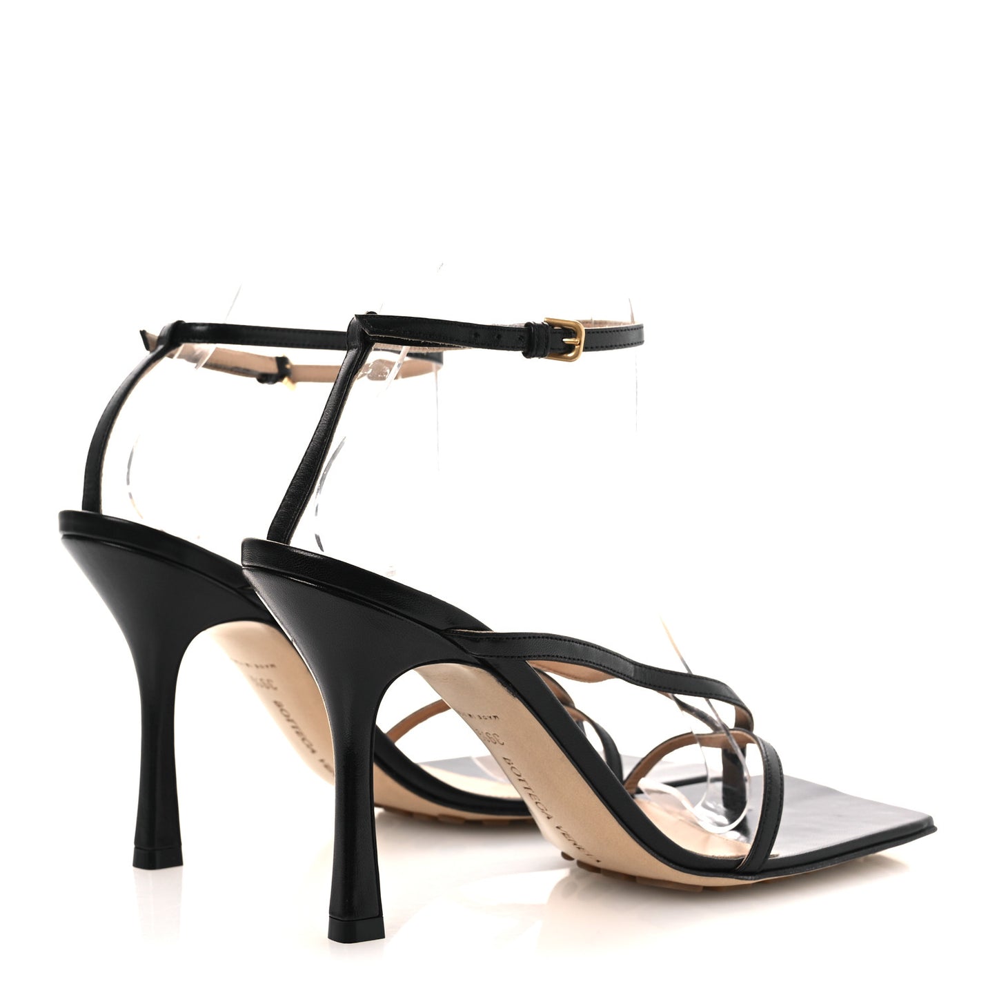 Nappa Stretch Multi Strap 90mm Sandals 39.5 Black
