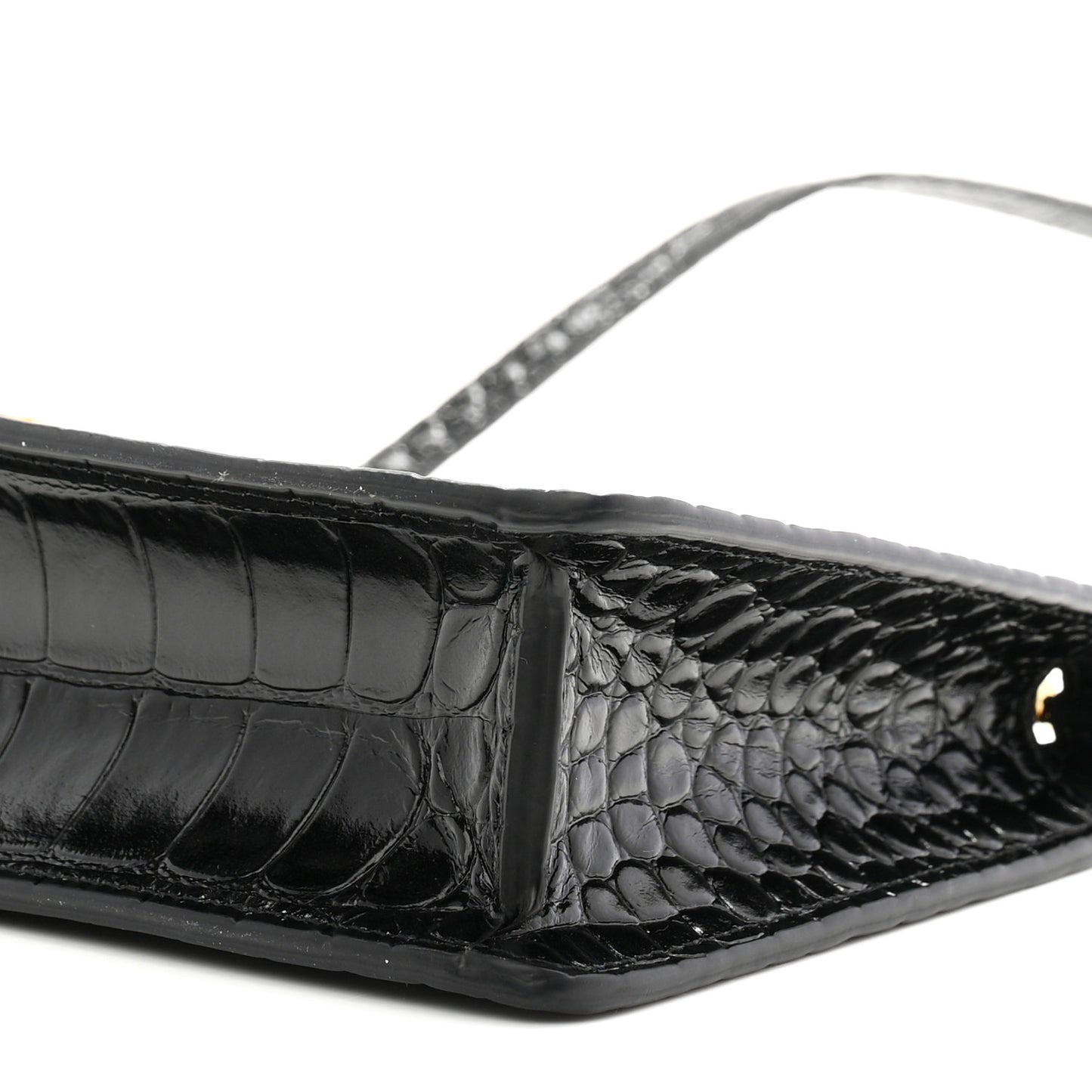Calfskin Alligator Embossed Mini TB Shoulder Bag Black