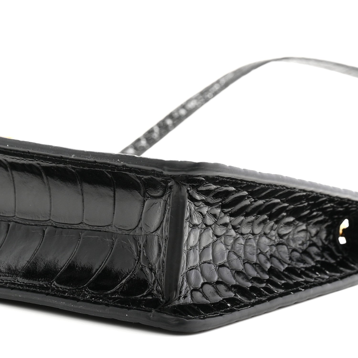 Burberry Calfskin Alligator Embossed Mini TB Shoulder Bag Black 9 of 9