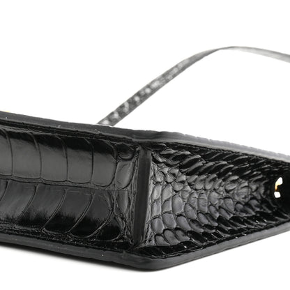 Burberry Calfskin Alligator Embossed Mini TB Shoulder Bag Black 9 of 9