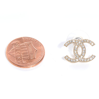 Chanel Crystal CC Pierced Earrings Gold 2 of 5