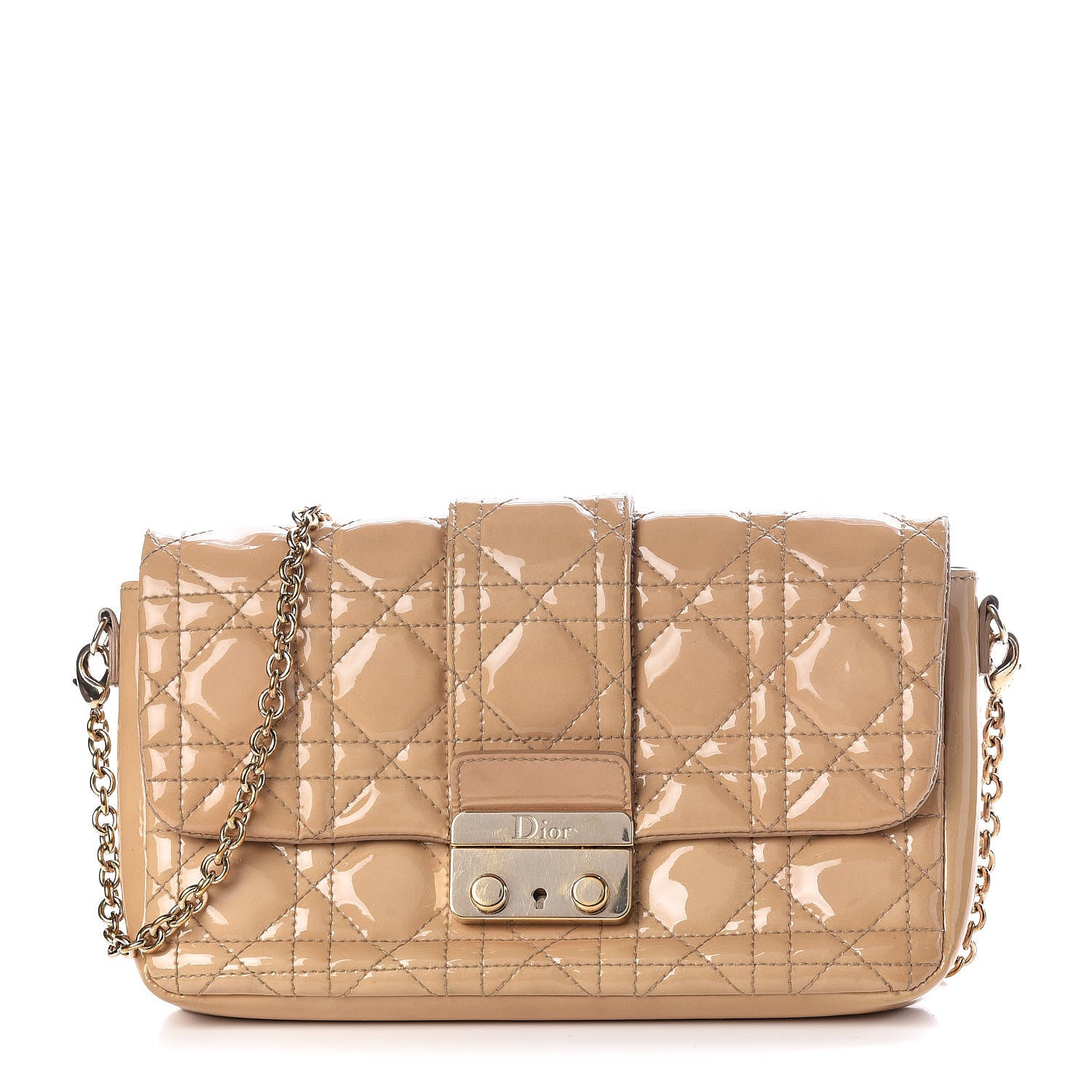 Christian Dior Patent Cannage New Lock Pouch Beige 1 of 14