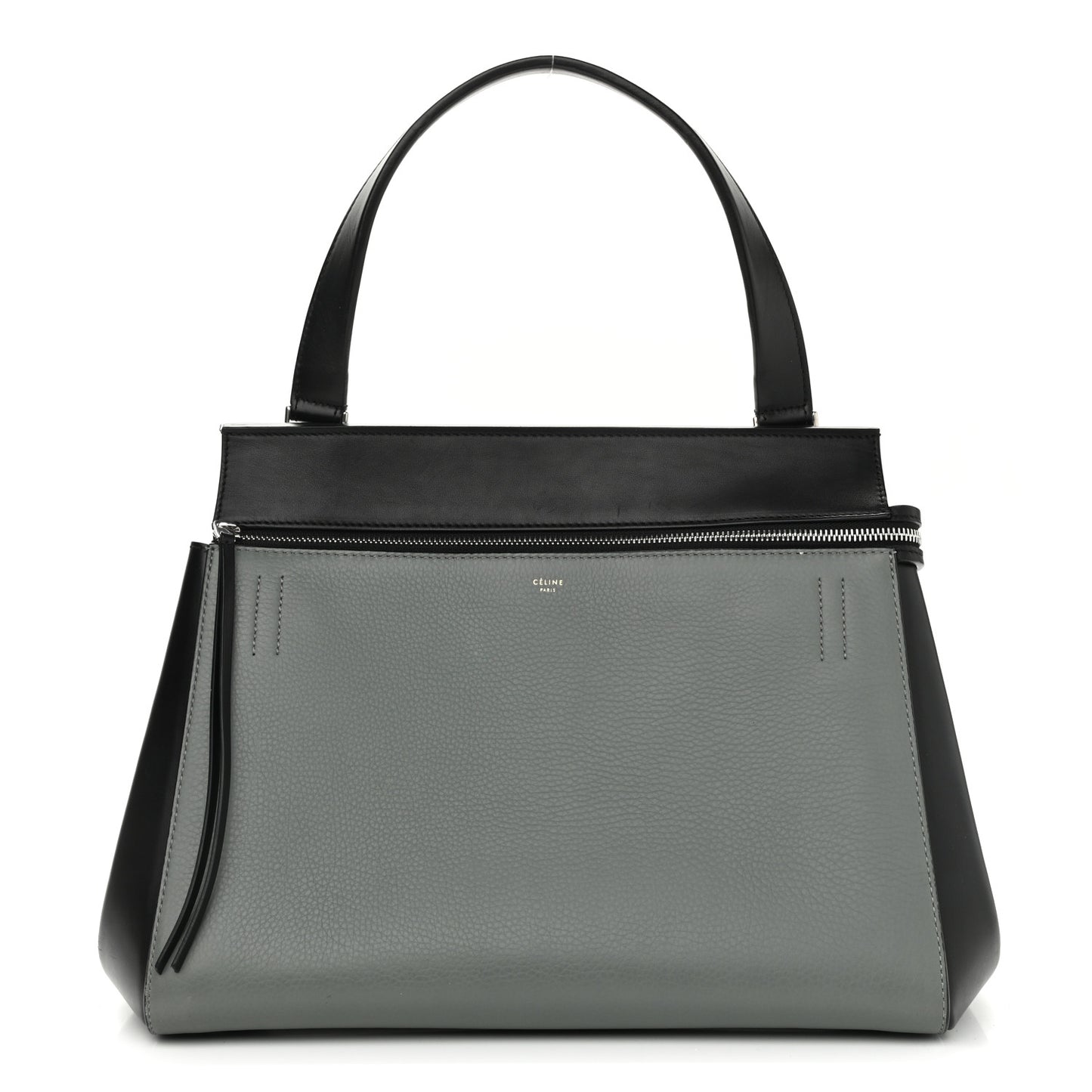 Calfskin Medium Bi-Color Edge Shoulder Bag Almond