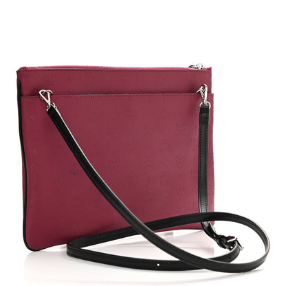 MCM Calfskin Monogram Coated Canvas Medium Crossbody Pouch Red Black 3 of 10