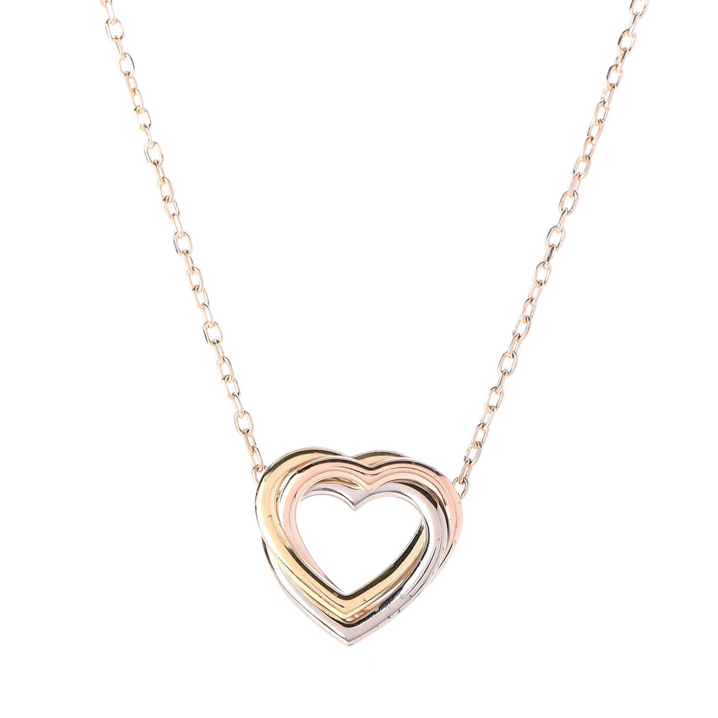 18K Pink Yellow White Gold Trinity Heart Necklace