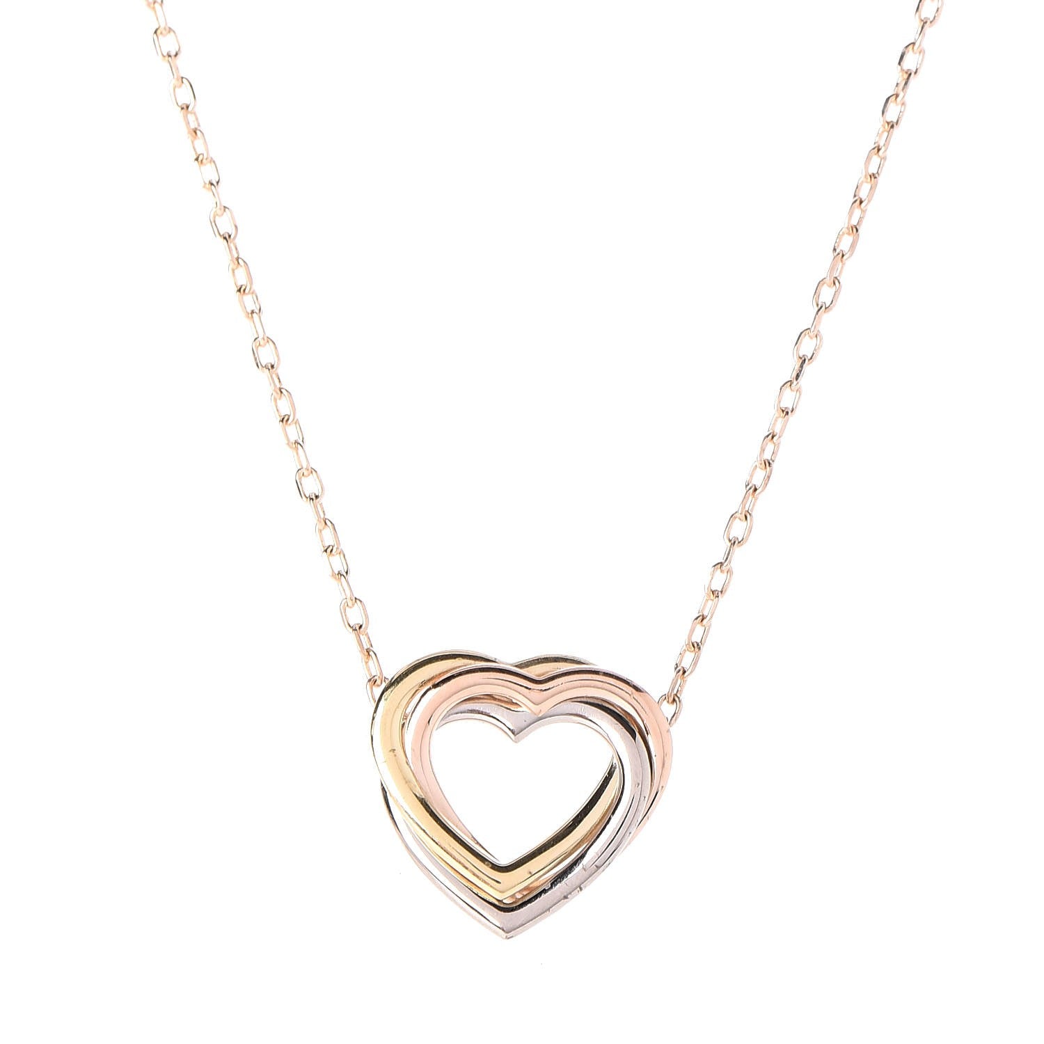 Cartier 18K Pink Yellow White Gold Trinity Heart Necklace 4 of 9
