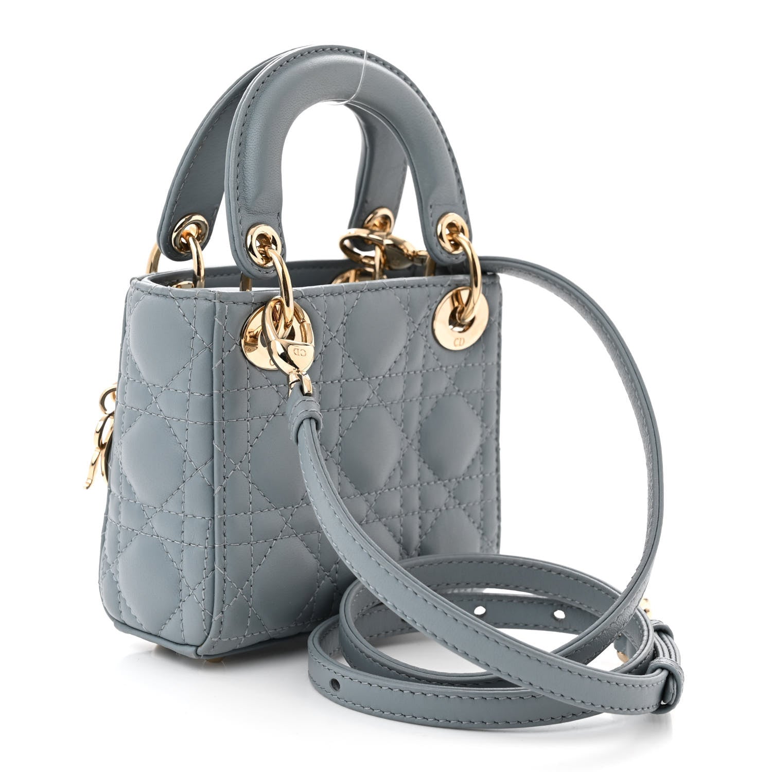 Christian Dior Lambskin Cannage Micro Lady Dior Cloud Gray 3 of 10