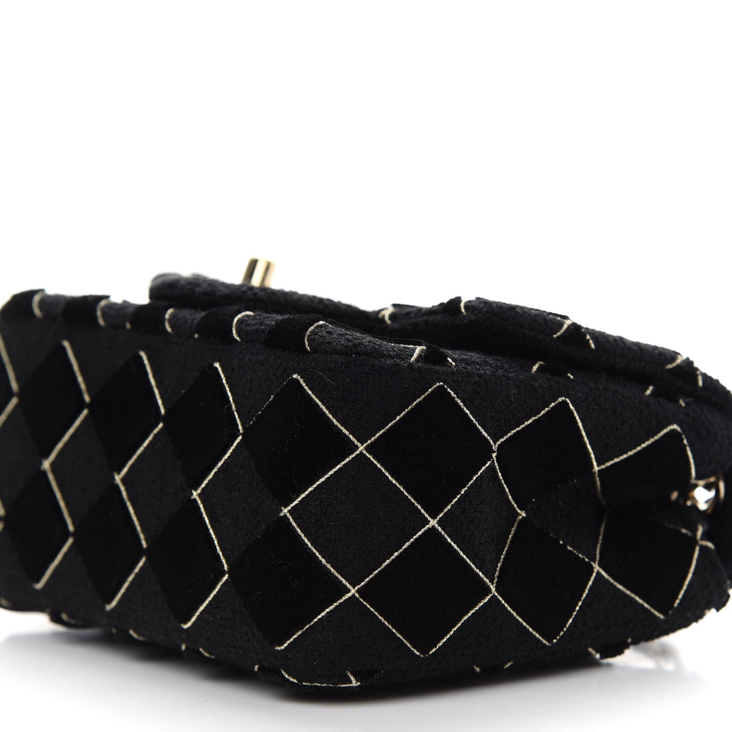 Chanel Velvet Tweed Quilted Mini Square Flap Black 7 of 9