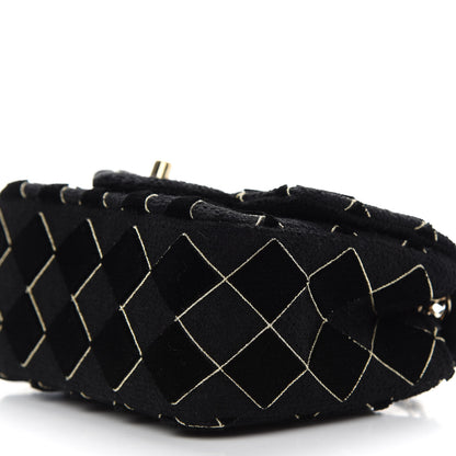 Chanel Velvet Tweed Quilted Mini Square Flap Black 7 of 9