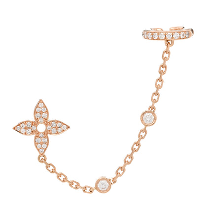 Louis Vuitton 18K Pink Gold Diamond Idylle Blossom Mono Chain Earring 1 of 4