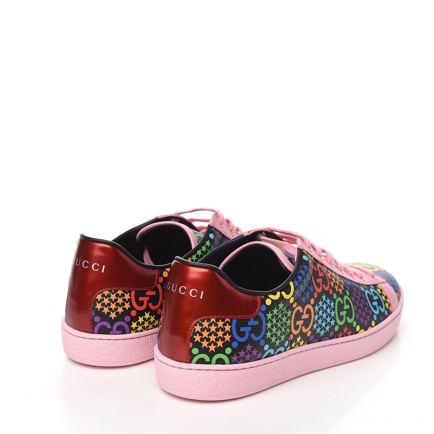 GG Supreme Monogram Psychedelic Womens Ace Sneakers 39 Black Multicolor Sugar Pink