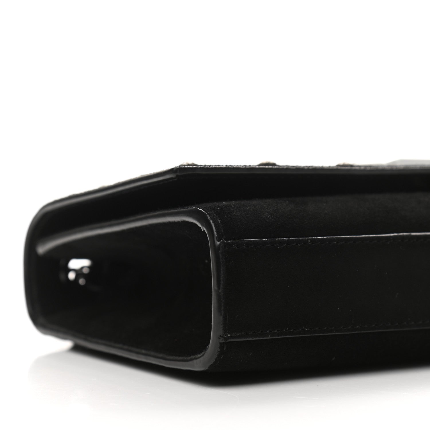 Saint Laurent Suede Crystal Studded Monogram Small Kate Satchel Black 9 of 11