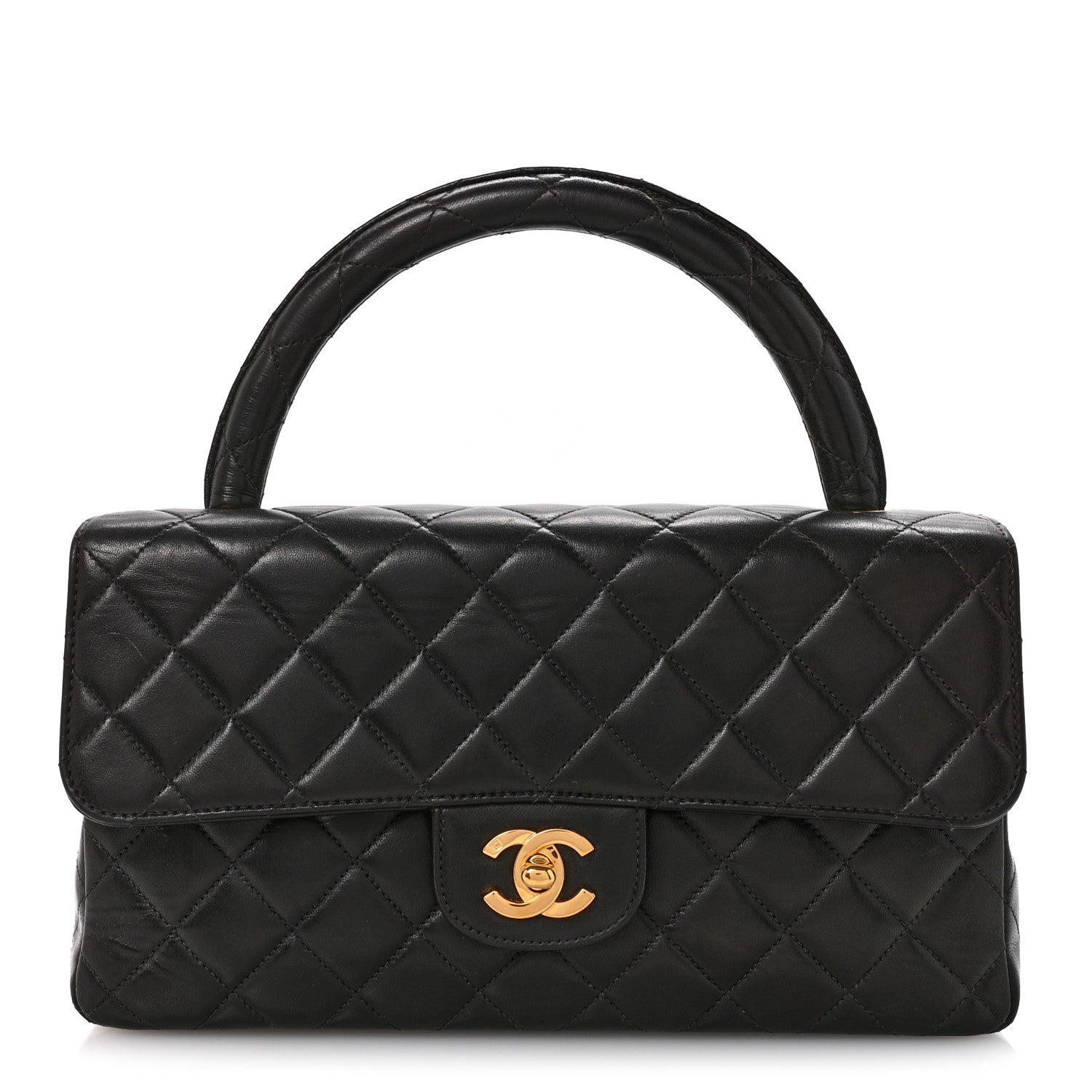 Chanel Lambskin Quilted Medium Rectangular Kelly Flap Bag Black 1 of 12