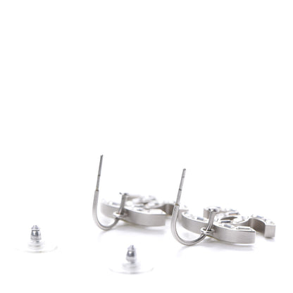 Chanel Baguette Crystal CC Dangle Earrings Silver 7 of 12