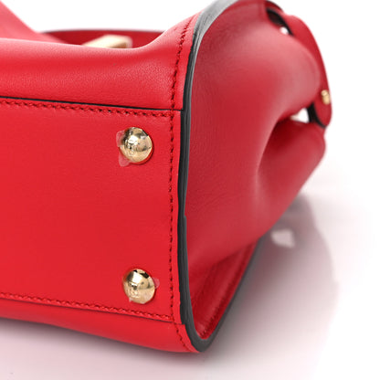 Fendi Vitello Seta Canvas FF Embroidered Mini Peekaboo Iconic Satchel Rosso Cardinale Multicolor 9 of 9