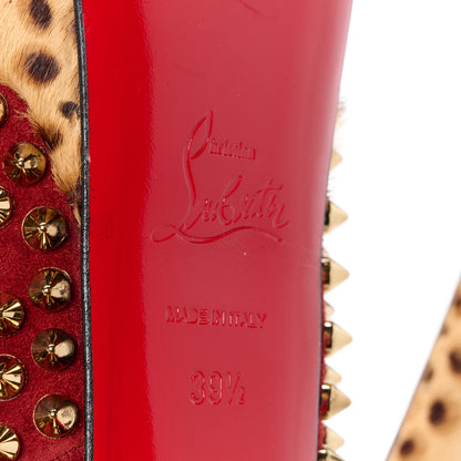 Christian Louboutin Veau Velours Calf Hair Leopard Lady Peep Spikes 150 Pumps 39.5 Red 6 of 11