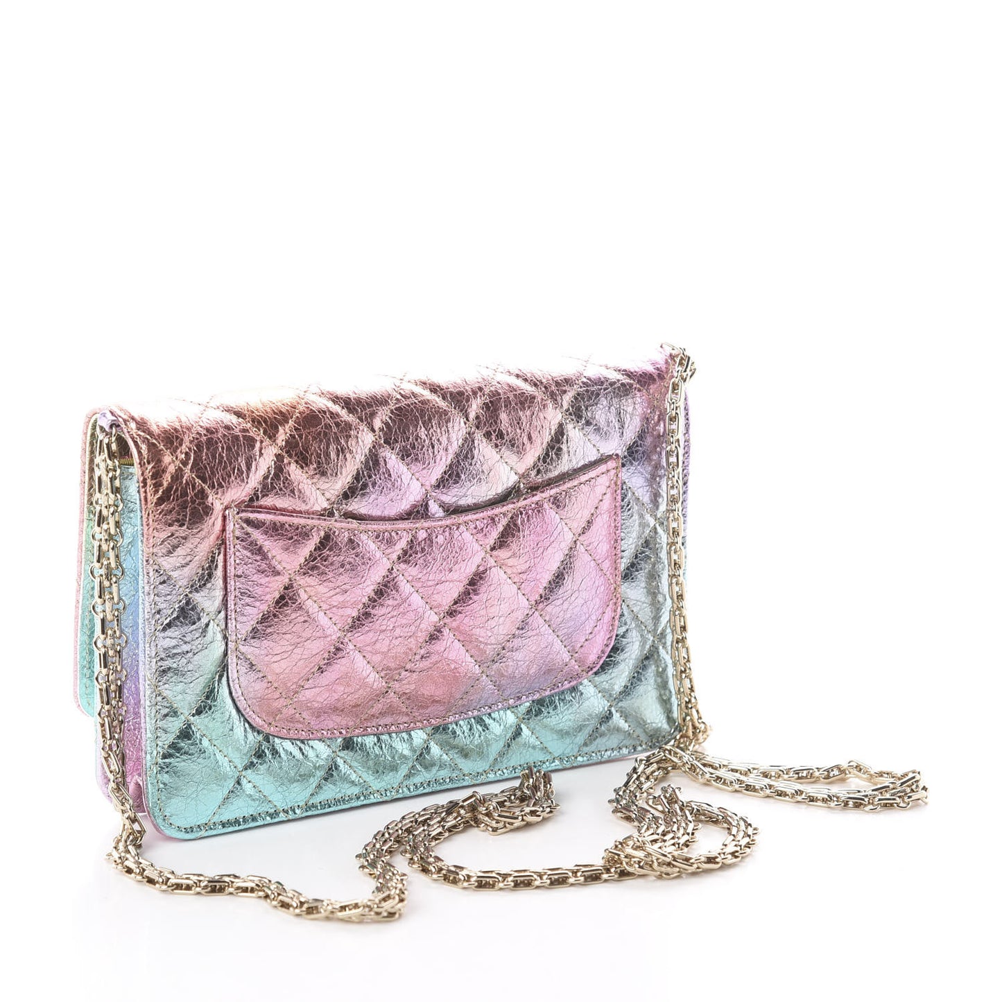 Metallic Goatskin Quilted 2.55 Reissue Wallet on Chain WOC Multicolor