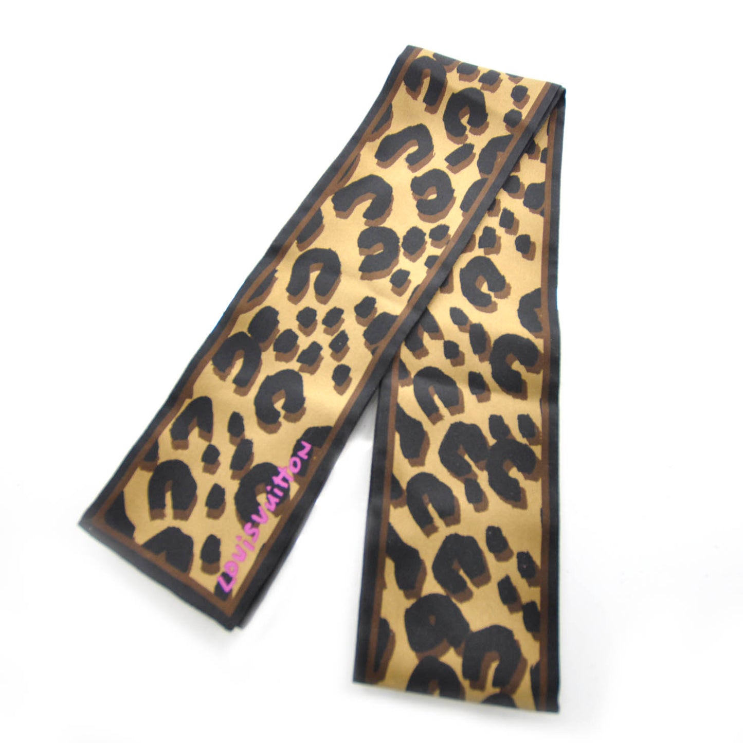 Silk Leopard Bandeau Scarf Marron