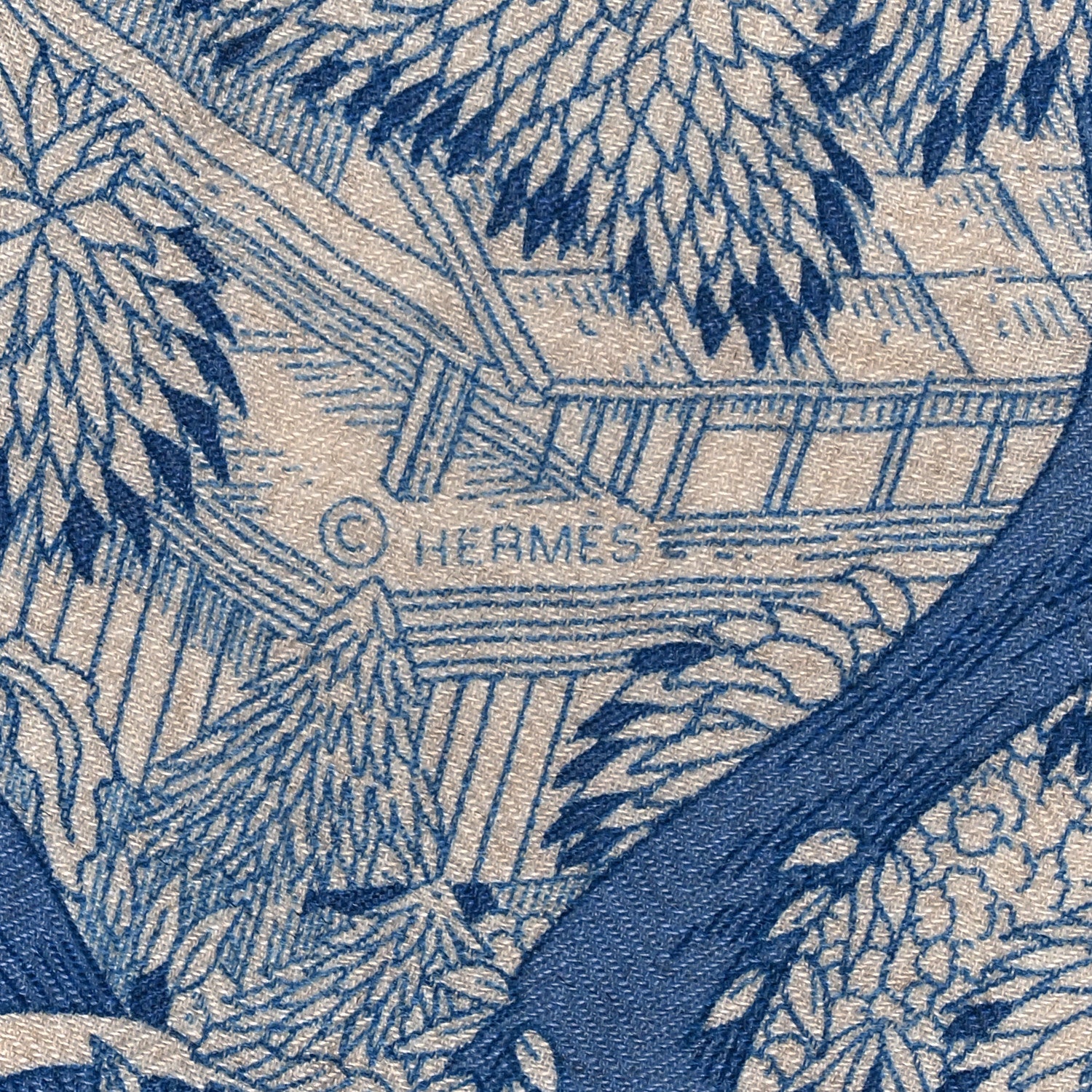 Hermes Cashmere Silk Retour a la Nature 140 Bleu Jean Rose Vert 2 of 4
