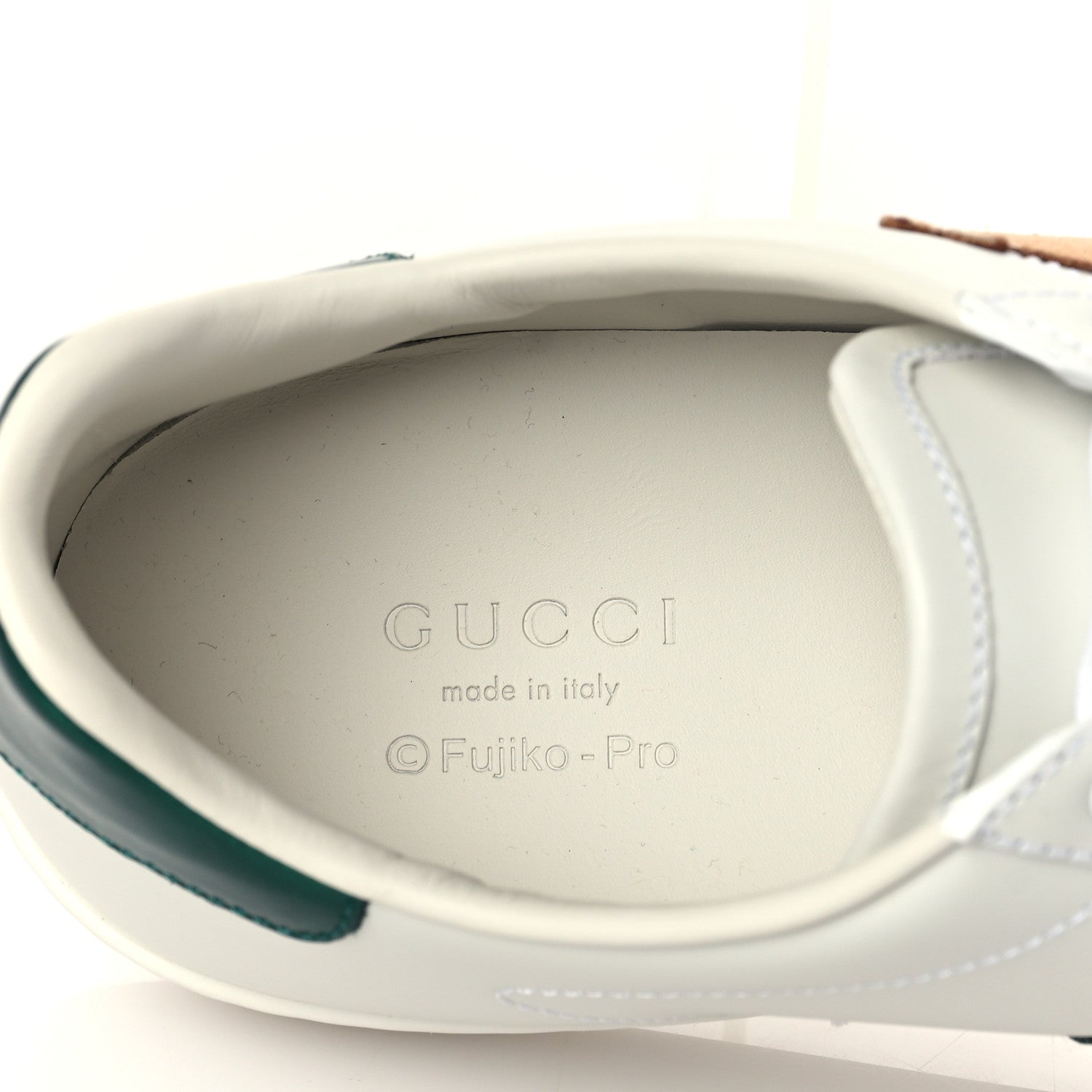 Gucci X DORAEMON Calfskin Fujiko Embroidered Womens Ace Sneakers 37.5 White Green 7 of 8