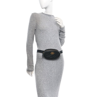 Gucci Calfskin Matelasse GG Marmont Belt Bag 75 30 Black 2 of 10