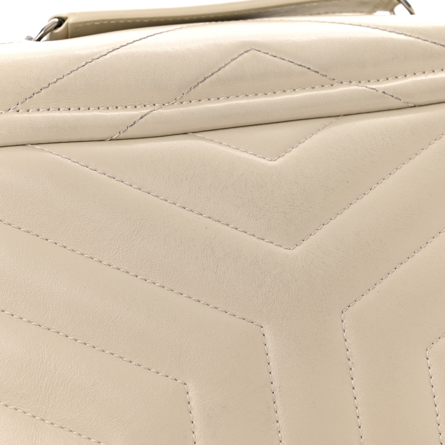 Saint Laurent Calfskin Y Quilted Monogram Small Loulou Chain Satchel Crema Soft 14 of 15