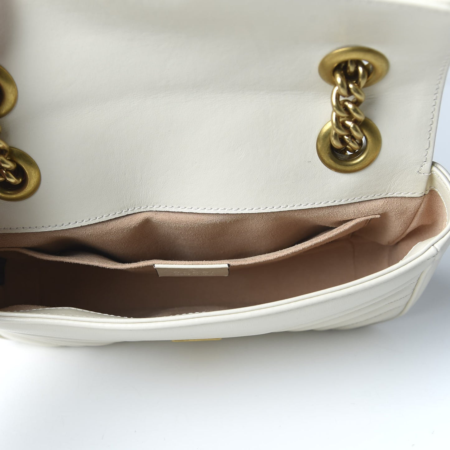 Calfskin Matelasse Mini GG Marmont Shoulder Bag White