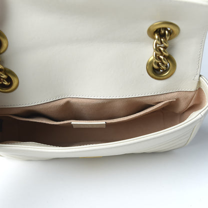 Gucci Calfskin Matelasse Mini GG Marmont Shoulder Bag White 5 of 10