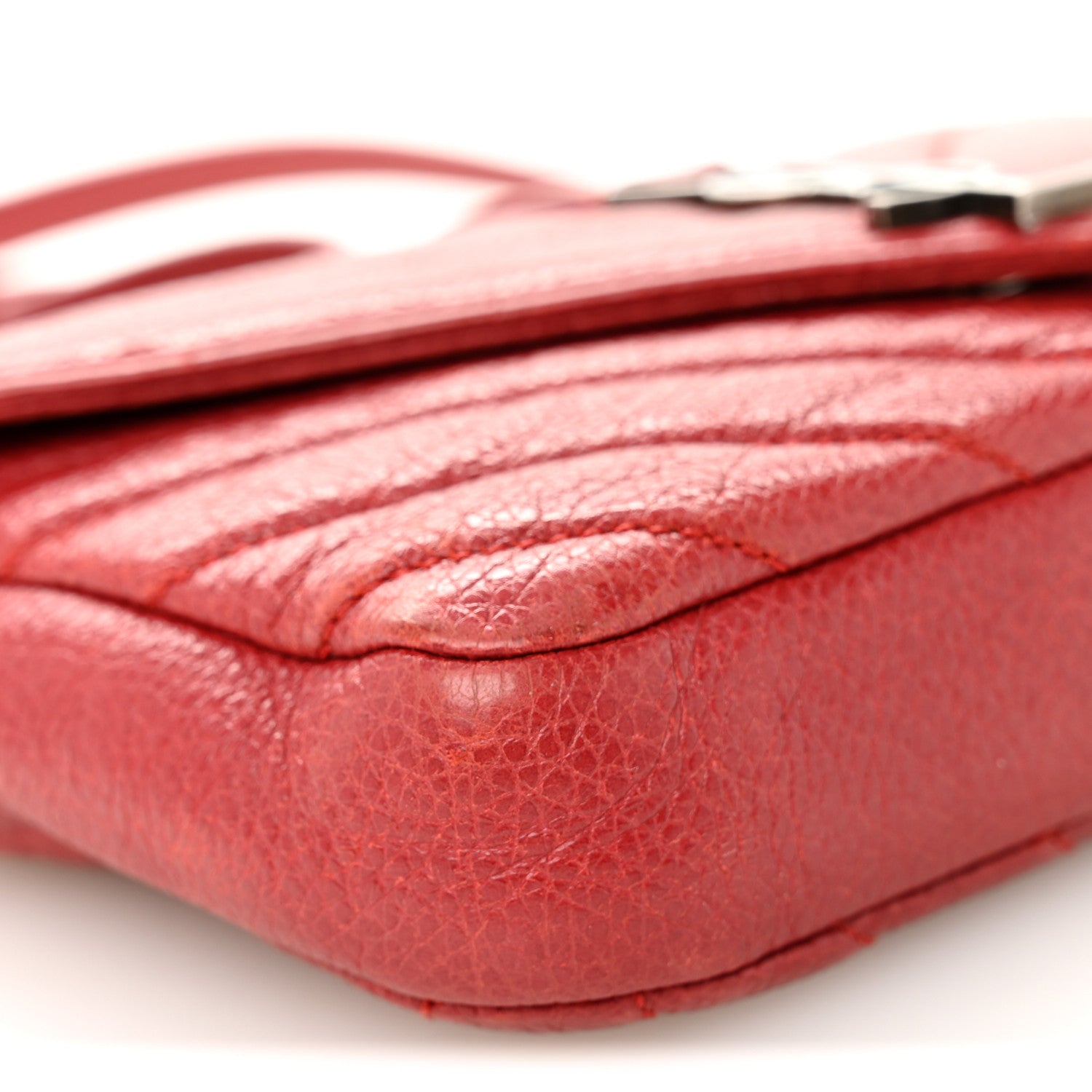 Saint Laurent Sheepskin Matelasse Chevron Monogram College Chain Wallet New Red 9 of 10