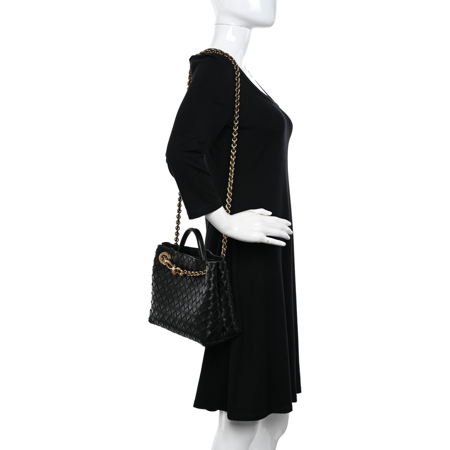 Bottega Veneta Nappa Intrecciato Small Andiamo With Chain Shoulder Bag Black 2 of 10