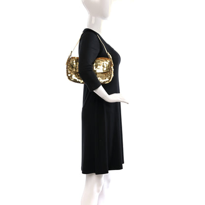 Fendi Sequin Paillettes Baguette Gold 2 of 8