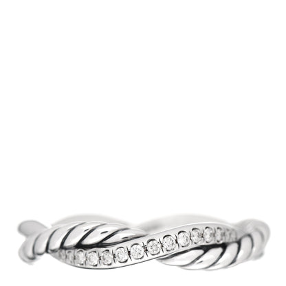 David Yurman Sterling Silver Diamond Petite Infinity Twist Ring 53 6.5 1 of 4