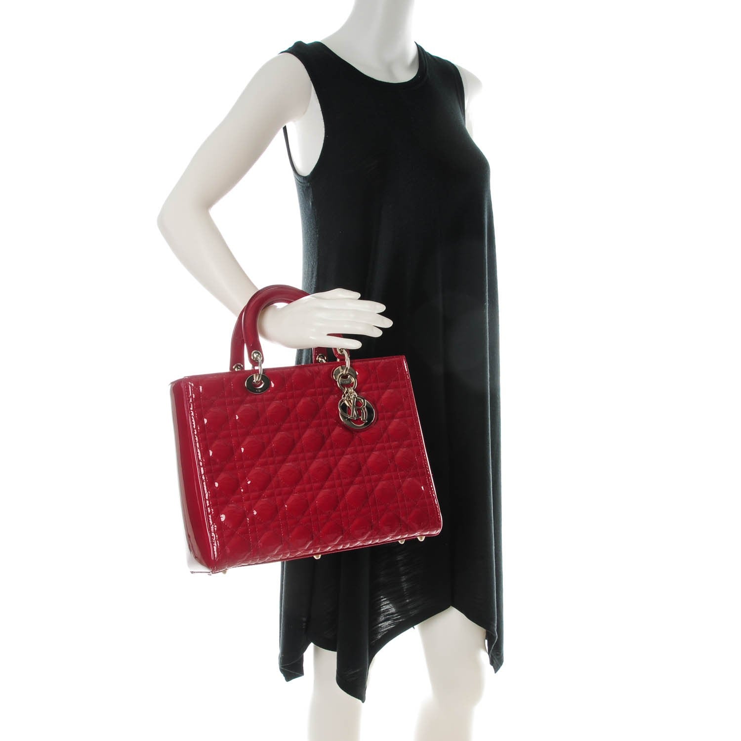 Christian Dior Patent Cannage Large Lady Dior Red 2 of 7