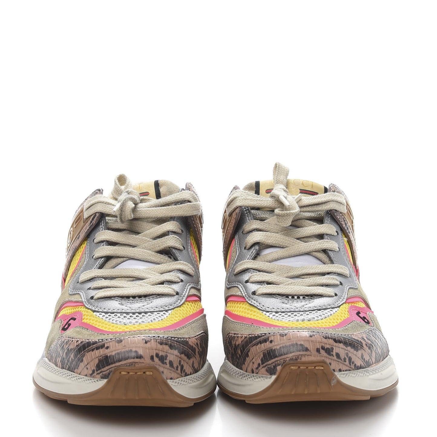 Suede Calfskin Tejus Printed Womens Ultrapace Sneakers 37.5 Pink Silver Oatmeal Yolk