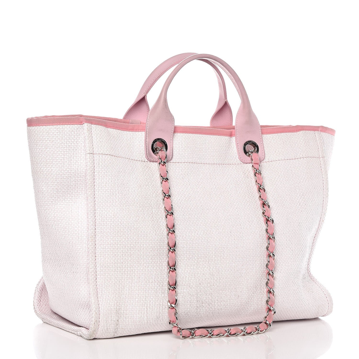 Chanel Woven Straw Raffia Large Deauville Tote Pink 3 of 14