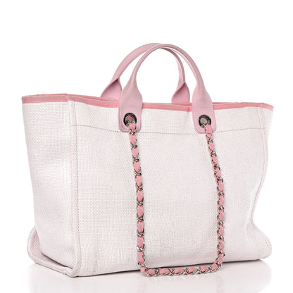 Chanel Woven Straw Raffia Large Deauville Tote Pink 3 of 14