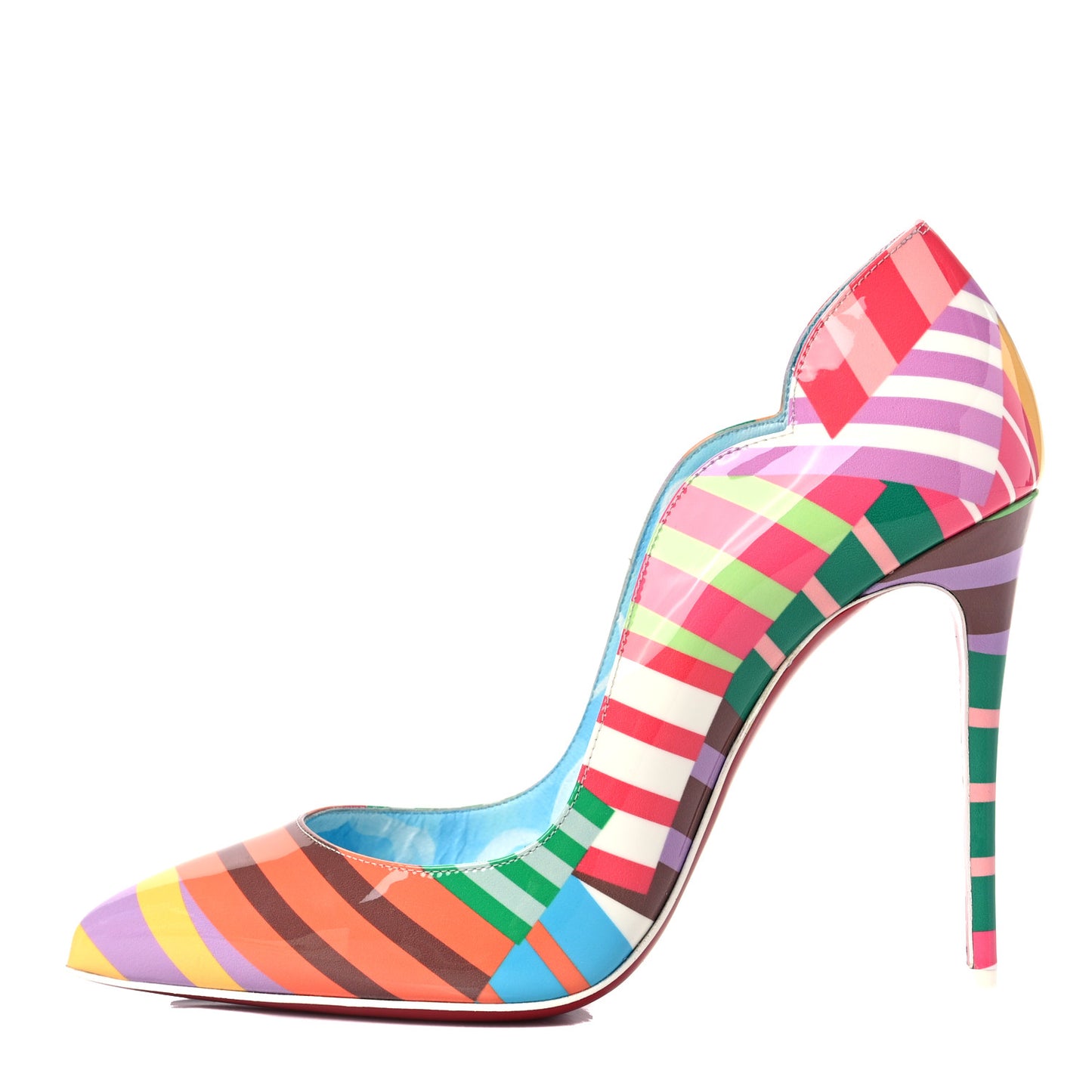 Patent Striped Hot Chick 100 Pumps 37 Multicolor