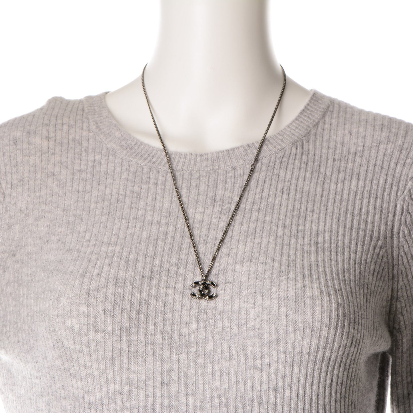 Ruthenium Baguette Crystal CC Necklace Black