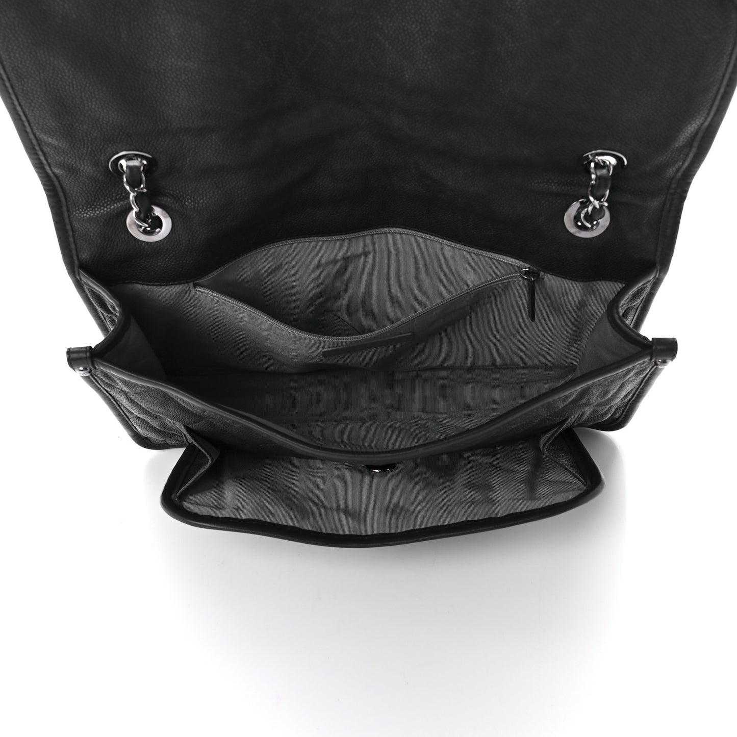 Caviar Quilted Large French Riviera Flap Black