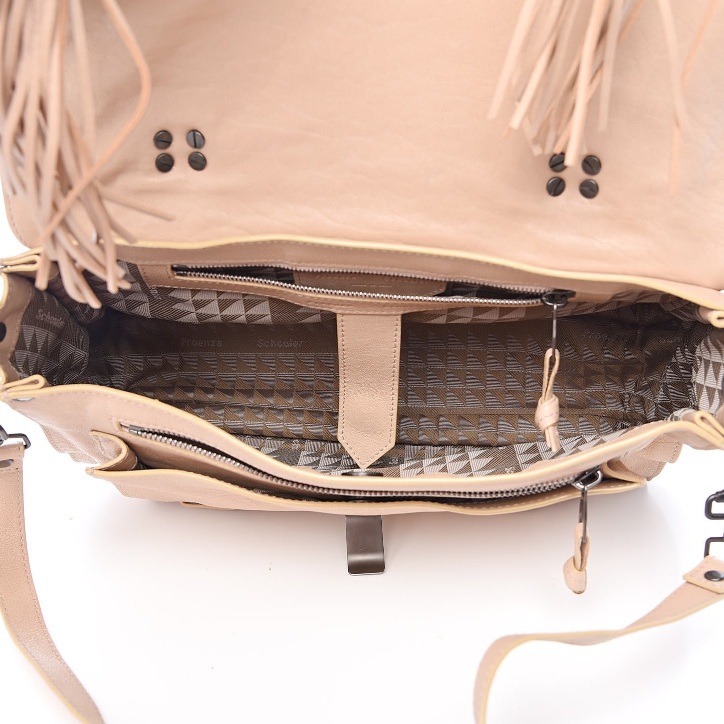 Lambskin Fringe Medium PS1 Satchel Nude