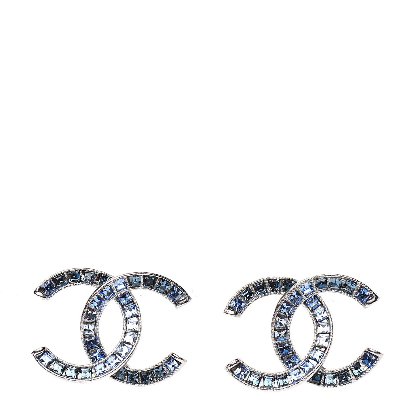 Crystal Baguette CC Earrings Blue