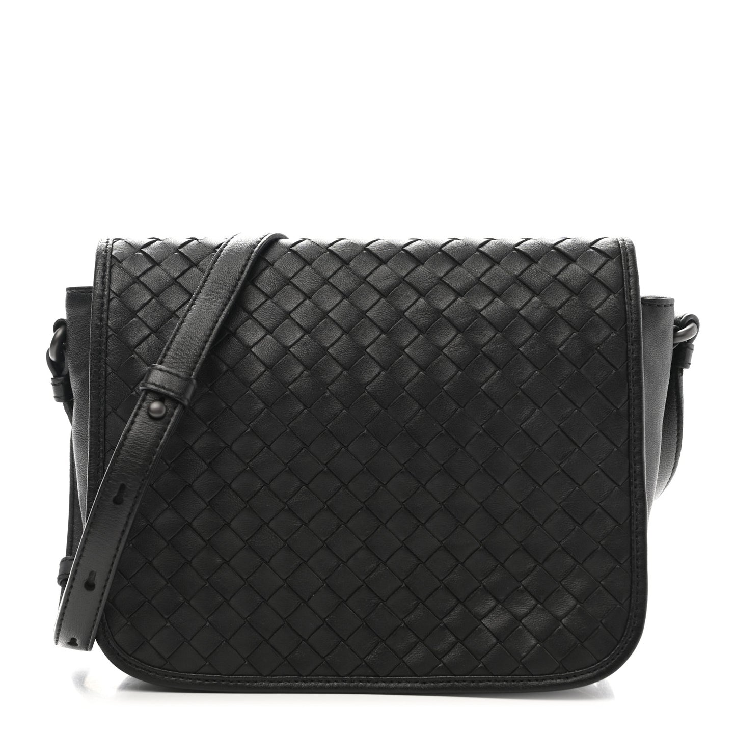 Nappa Intrecciato Flap Crossbody Black