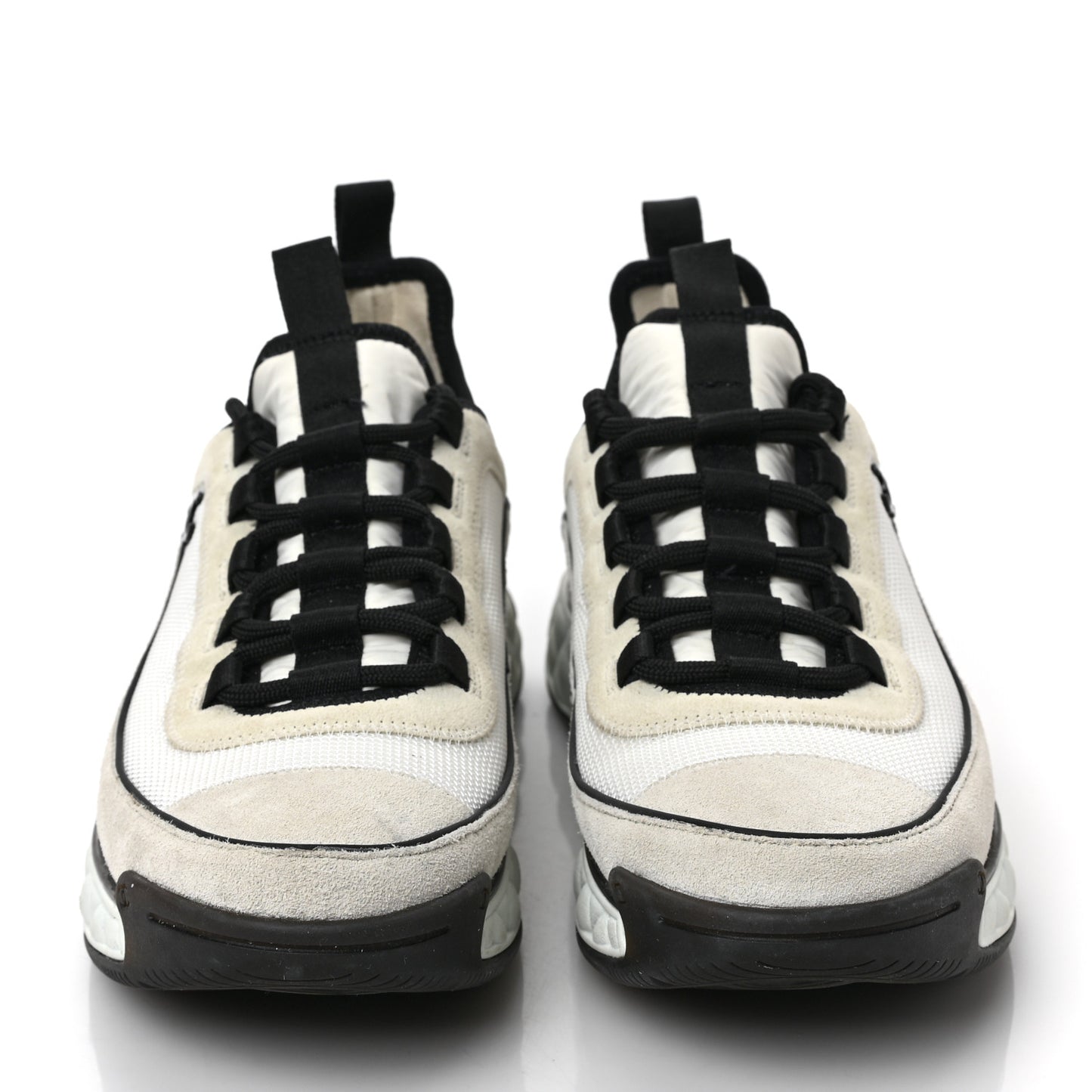 Velvet Calfskin Mixed Fibers CC Sneakers 39.5 Ivory Black